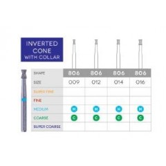 3D Dental Double Inverted Cone with Collar, Diamond Bur Coarse,806-012C 10/Pk